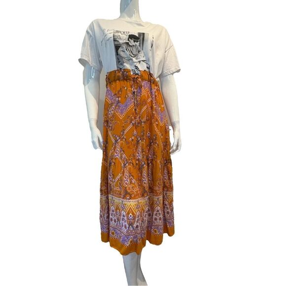 Orange Patterned Maxi Dress - Picture 1 of 7